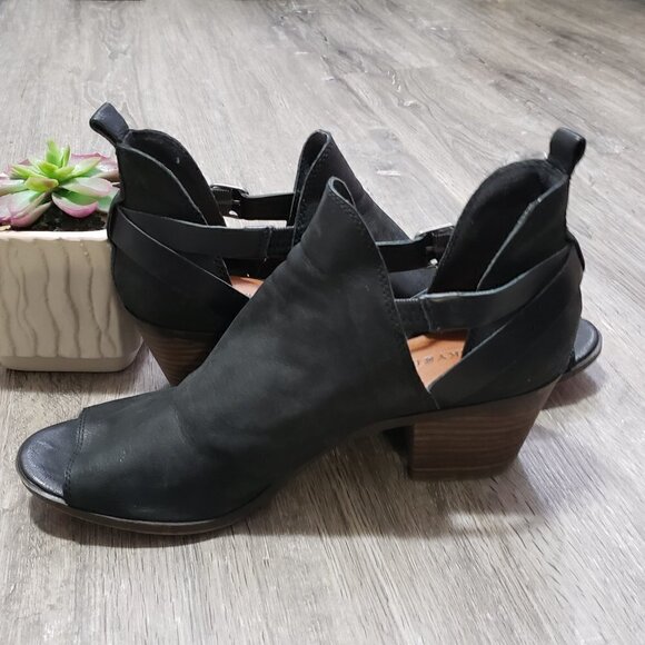 Lucky Brand * Black Leather Open Toe Booties * 9.5 - Picture 8 of 14
